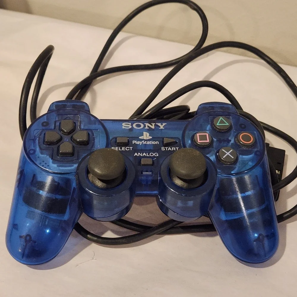 Sony PlayStation 2 Dual Shock Analog Controller Lot Of 2 Black, Blue Untested**